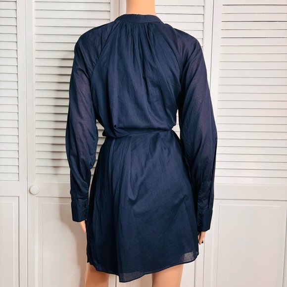 New REBECCA TAYLOR Navy Blue Long Sleeve Cotton Shift Dress - Picture 9 of 11